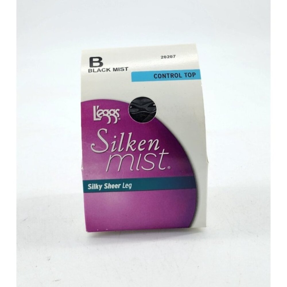 L'eggs Silken Mist Silky Sheer Leg Control Top Pantyhose 20207 Black Mist Sz B